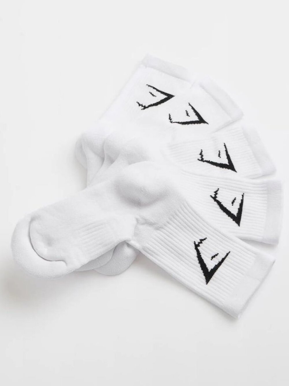 GYMSHARK Men's Crew Socks 5pk Size M In White